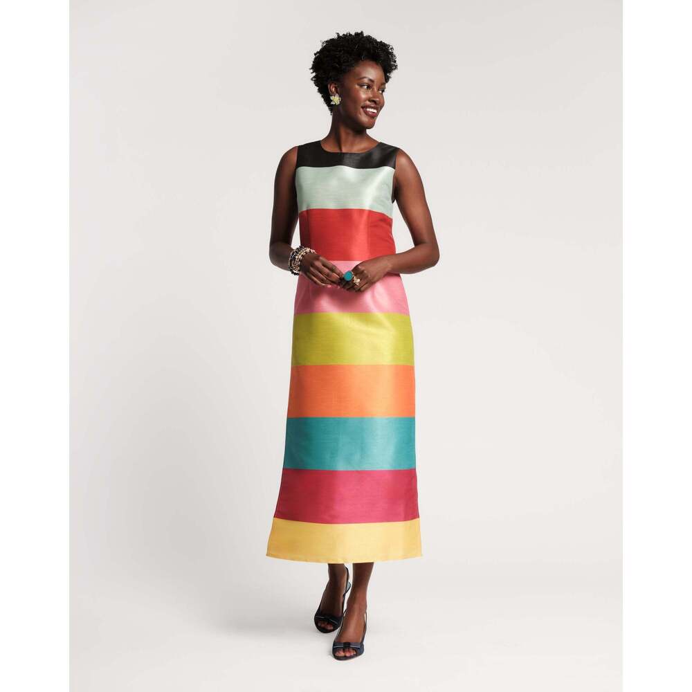 Sleeveless Column Maxi Dress - Rainbow Stripe - Picture 2 of 6